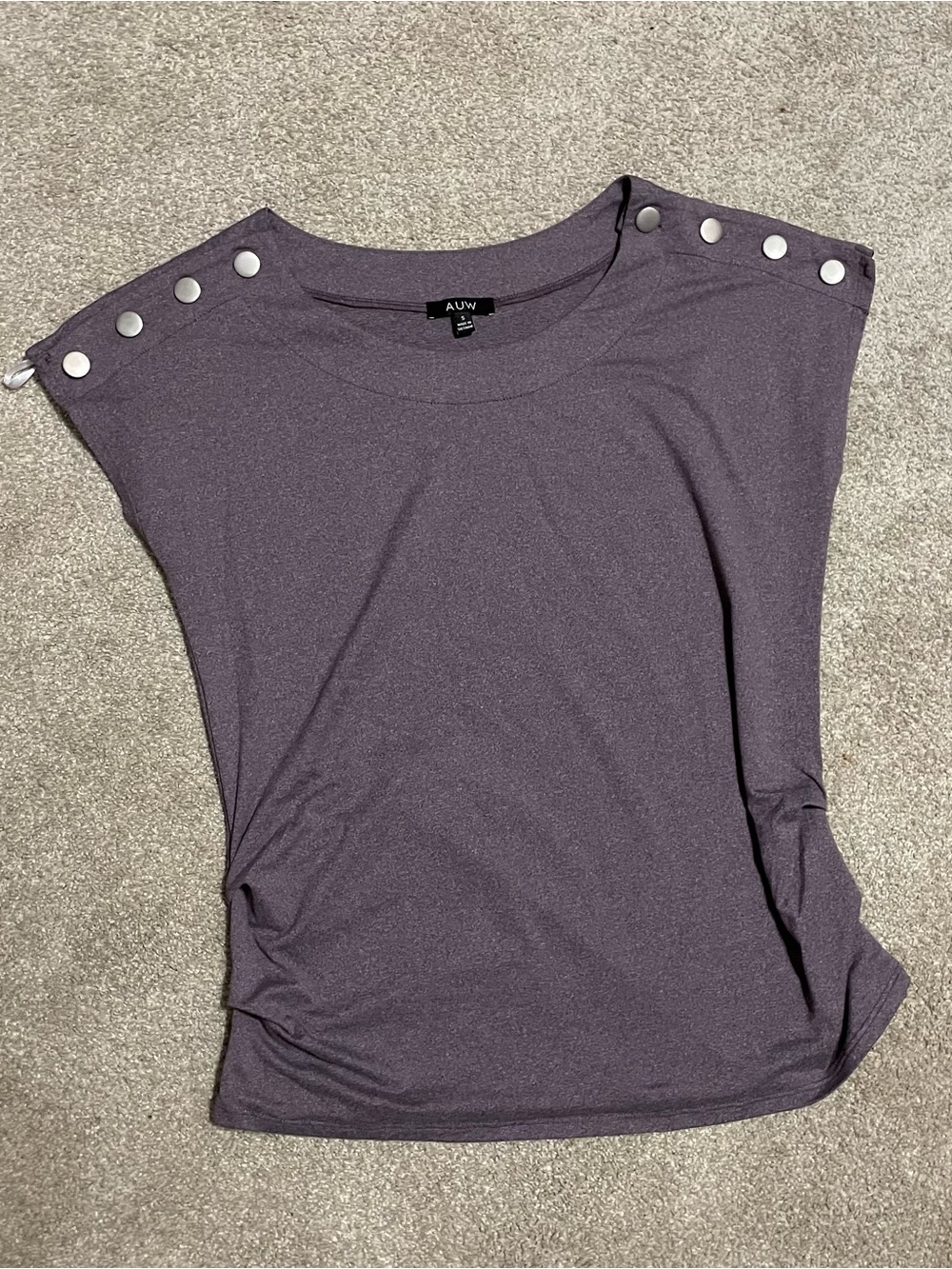 AUW Purple Button-Accent Cap Sleeve Tank